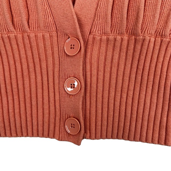 Aritzia Wilfred Plunge Front Cardigan Size Large Peach V-Neck Merino Wool Blend - Picture 12 of 14